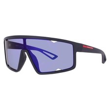 Prada Linea Rossa Dark Blue Mirror Violet Shield Men's Sunglasses PS A03S 1BO10J