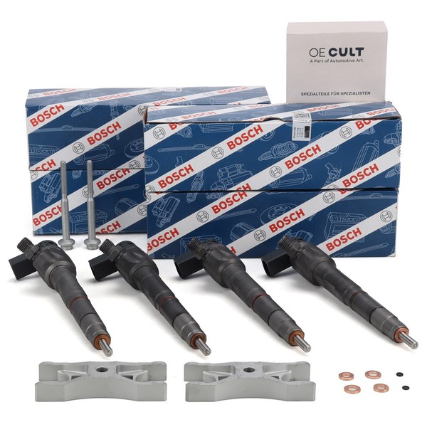 4X Bosch EinspritzdüSe + Halter + Schraube FüR VW Golf 6 Passat Tiguan 2.0 TDI-image