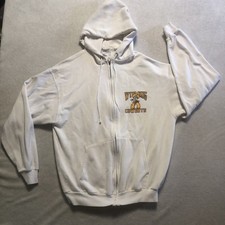 Vintage 80s Wyoming Cowboys Sweatshirt XL White Zip Up Mascot College 21 x 28