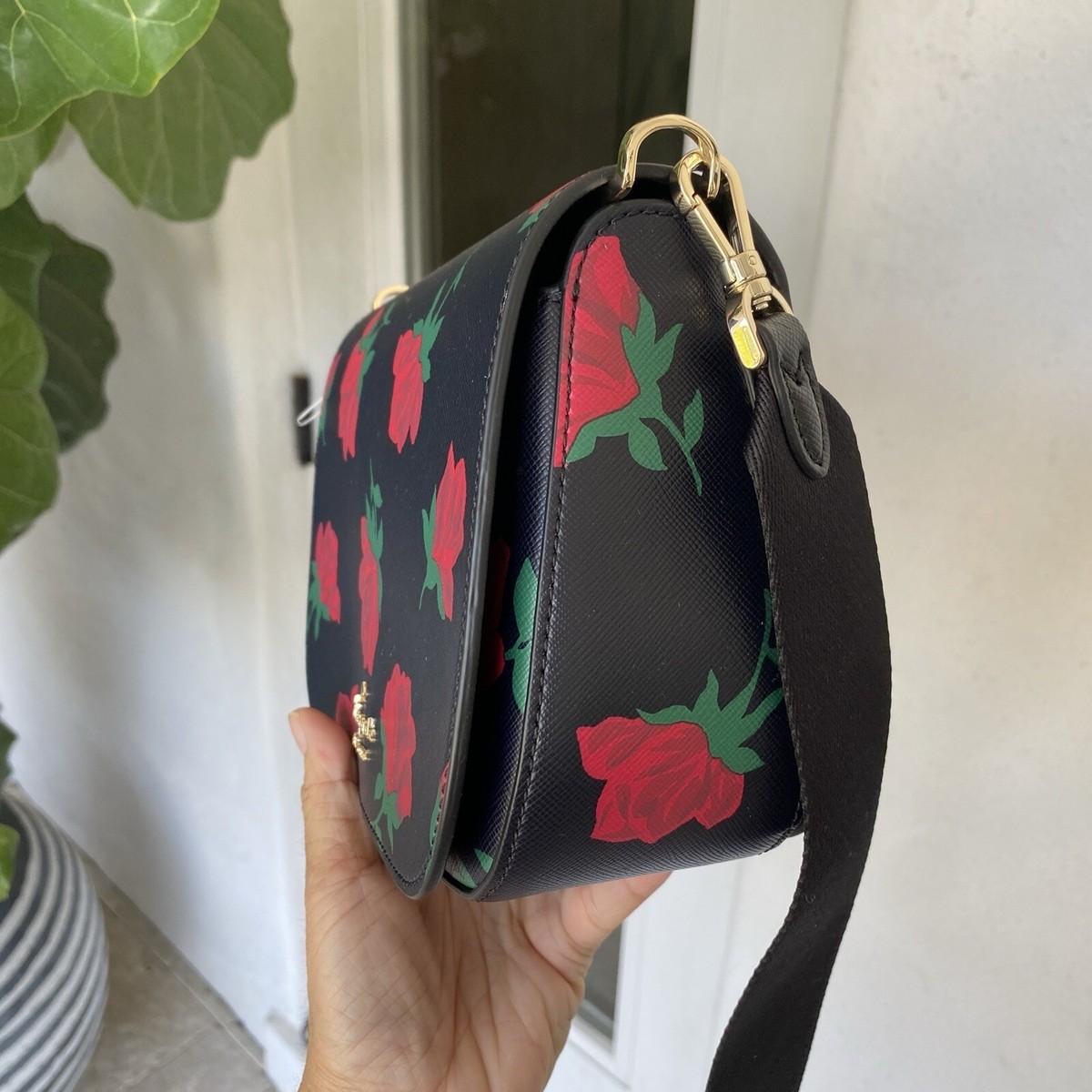 Kate Spade Madison Rose Toss Printed Saddle Bag Crossbody