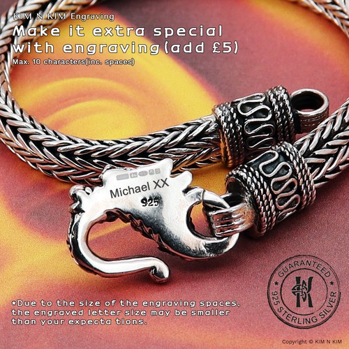 Handmade Dragon Bracelet with Personalised✔️Vintage✔️Solid Silver✔️Quality - Picture 4 of 11