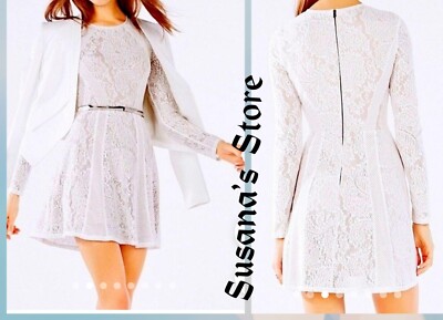NEW BCBG MAXAZRIA SIZE M Gardenia LONG-SLEEVE FLORAL LACE DRESS | eBay