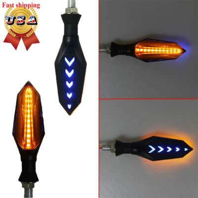 Universal Motorcycle Turn Signal Indicator Light Amber Two Side Sequential Flow