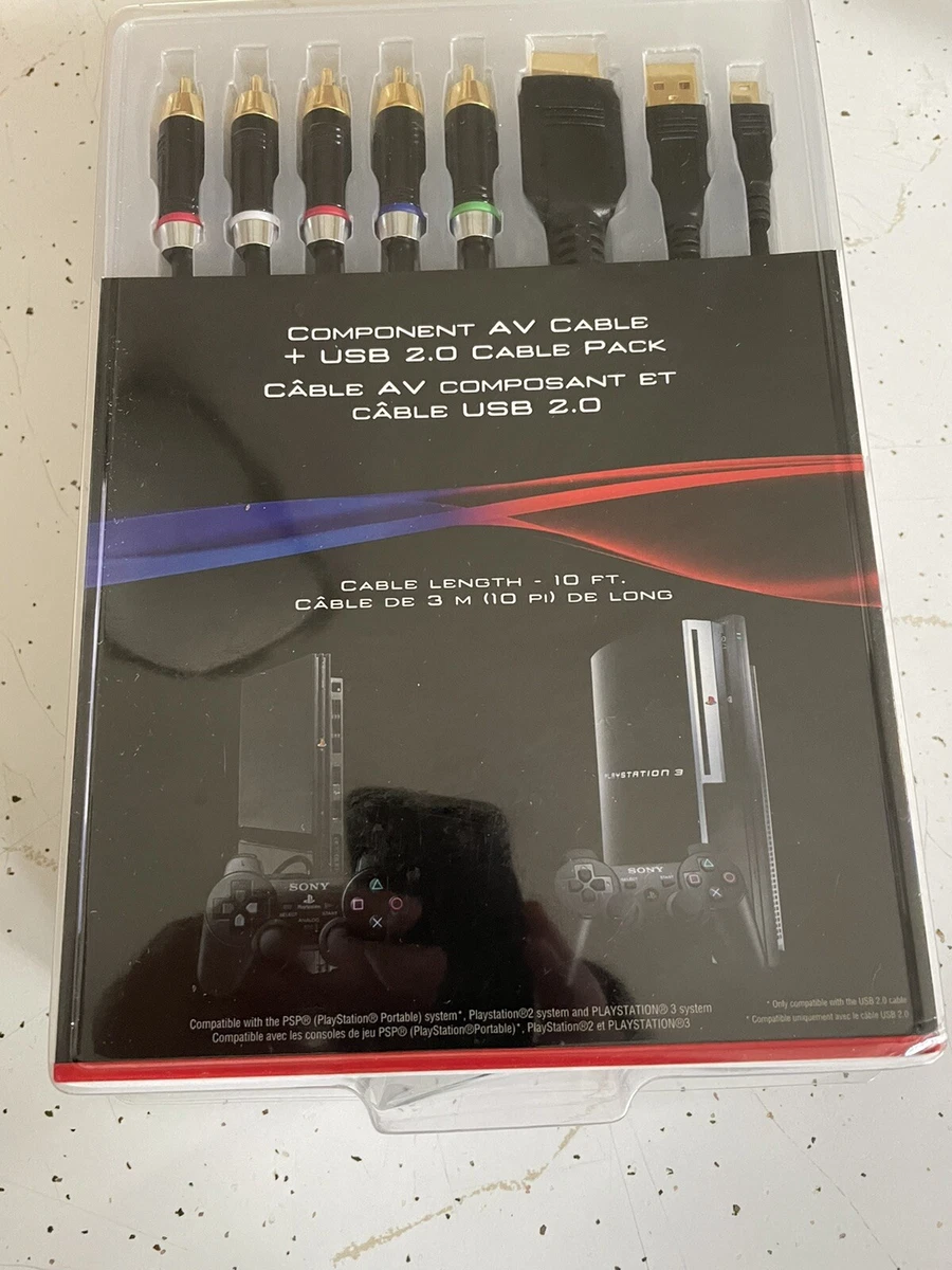 Sony Playstation Component AV Cable USB 2.0 Cable Pack PS2 PS3 OEM
