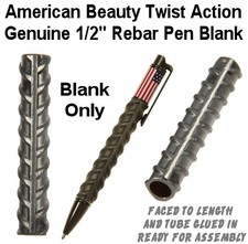 One 1 1/2" Rebar American Beauty Twist Action Ballpoint Pen Body / Blank 642