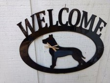 Great Dane Handcrafted Metal Welcome Sign black silhouette Made in the USA