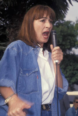 Anjelica Huston at Stars Protest LA Riot at Roxbury Park in B- 1992 Old Photo