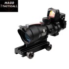 Hunting Rifle Scope ACOG 4X32 Optics Sight Tactical Reticle Real Red Green Fiber