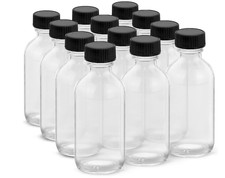 2OZ Small Glass Bottles with Lids and Funnels, 60ml Boston Round Glass Bottles,