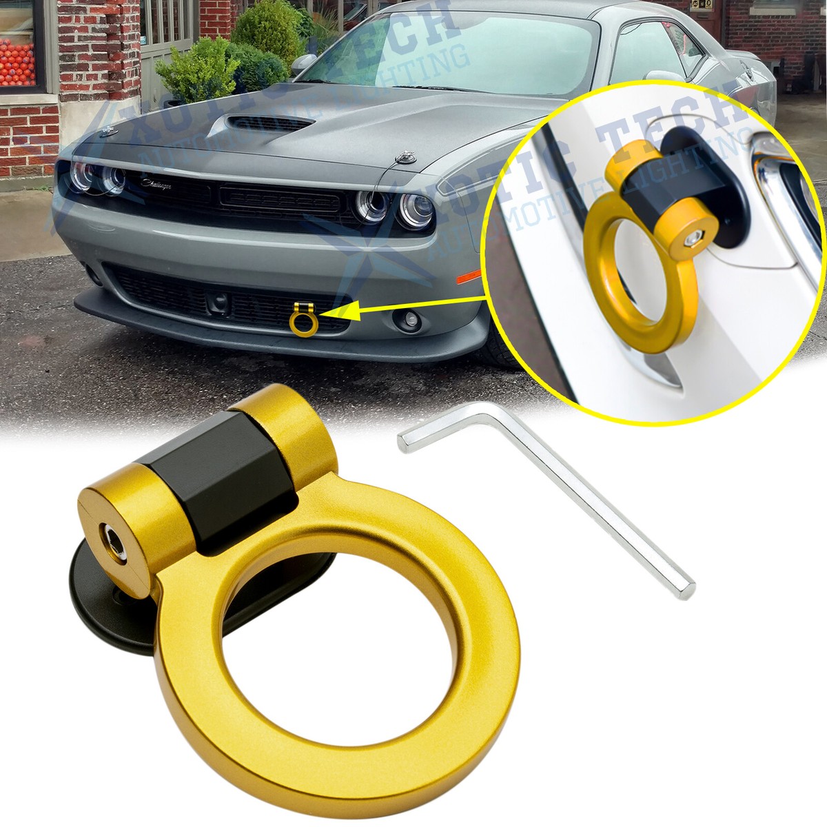 その他 CHALLENGER / CHALLENGER KEY HOOK Track JDM Racing Gold Dummy Tow Hook Decor Ring For Dodge Charger