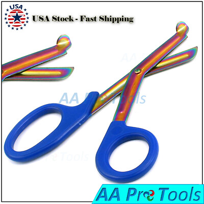 Blue Heavy Duty TRAUMA EMT/PARAMEDIC UTILITY SHEARS Multi Rainbow Color Blades