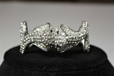 Rhinestone Cobra Snake Metal Bangle Bracelet Egyptian Theme Top Quality