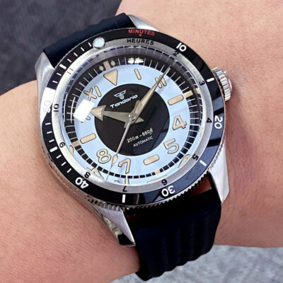 40mm Tandorio Black California Dial NH35A Mens Automatic Mechanical Watch PT5000