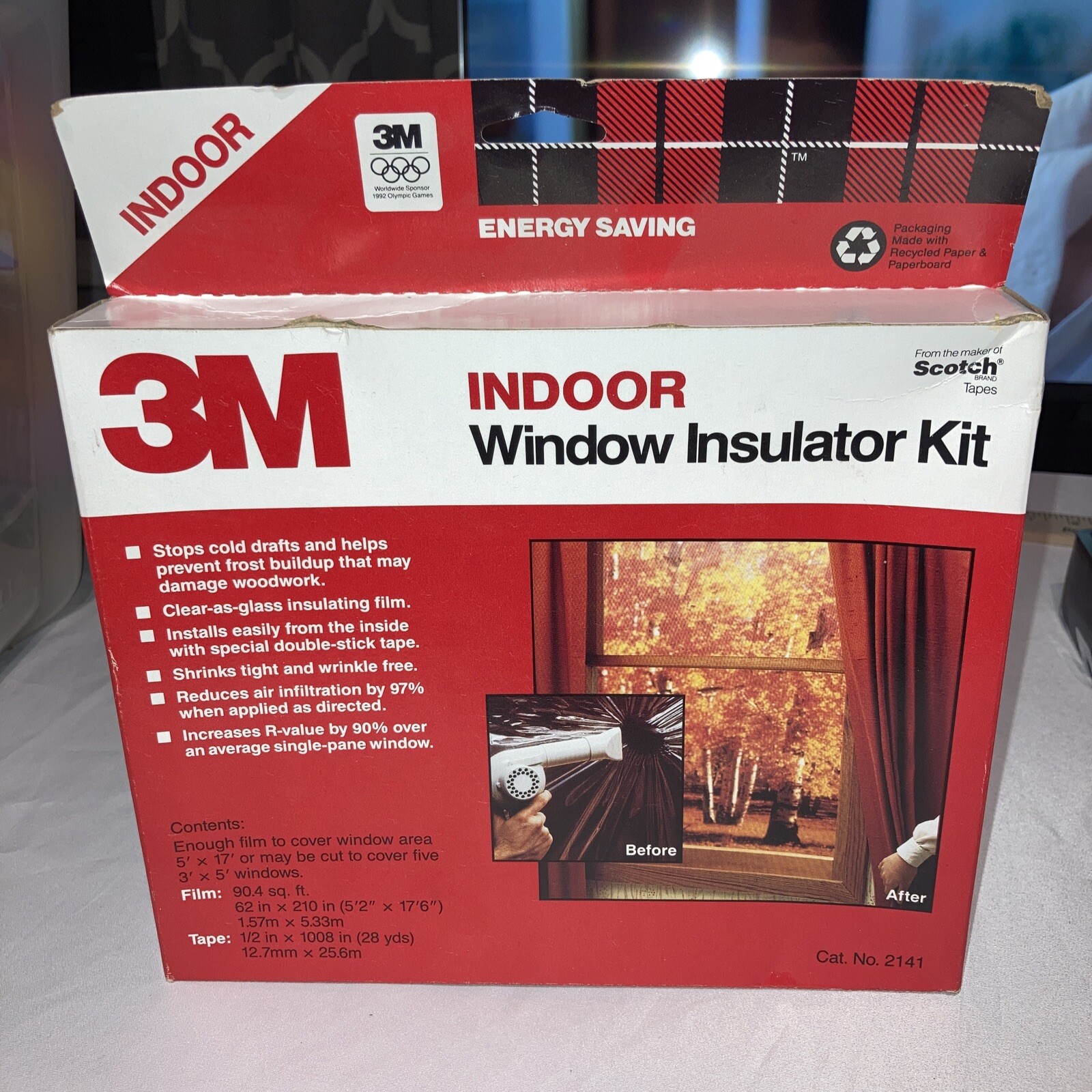 3M 2141W6 Indoor Window Insulation Kit - Covers 5 - 3’x5’ Windows ...