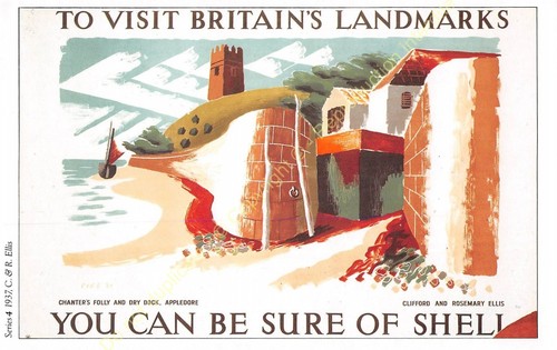 Cartolina Pubblicitaria Ads SHELL Oil N63 Illustrazione C. & R. Ellis ...