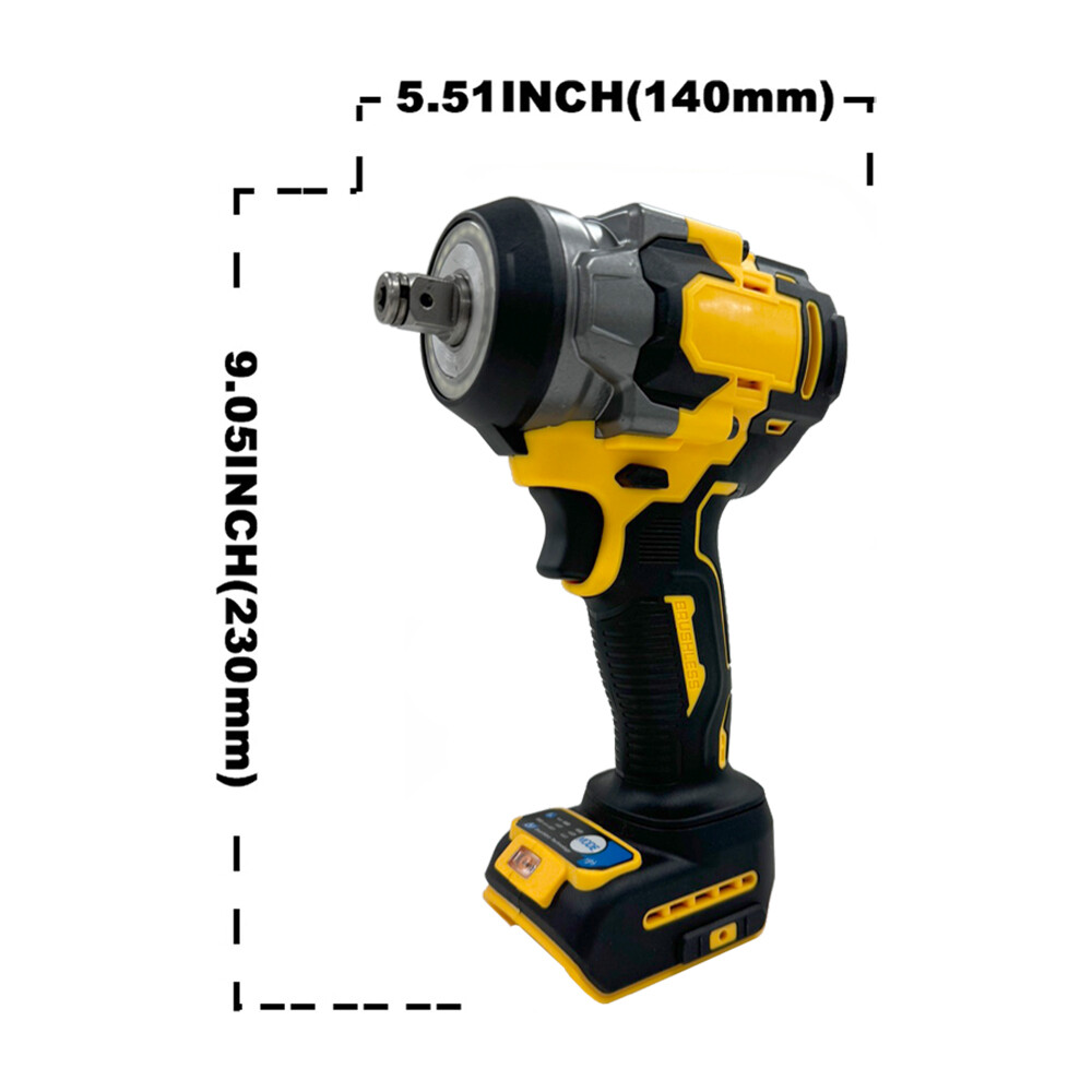 800N.m Cordless Brushless Wrench Electric Impact Wrench 1/2" For Dewalt