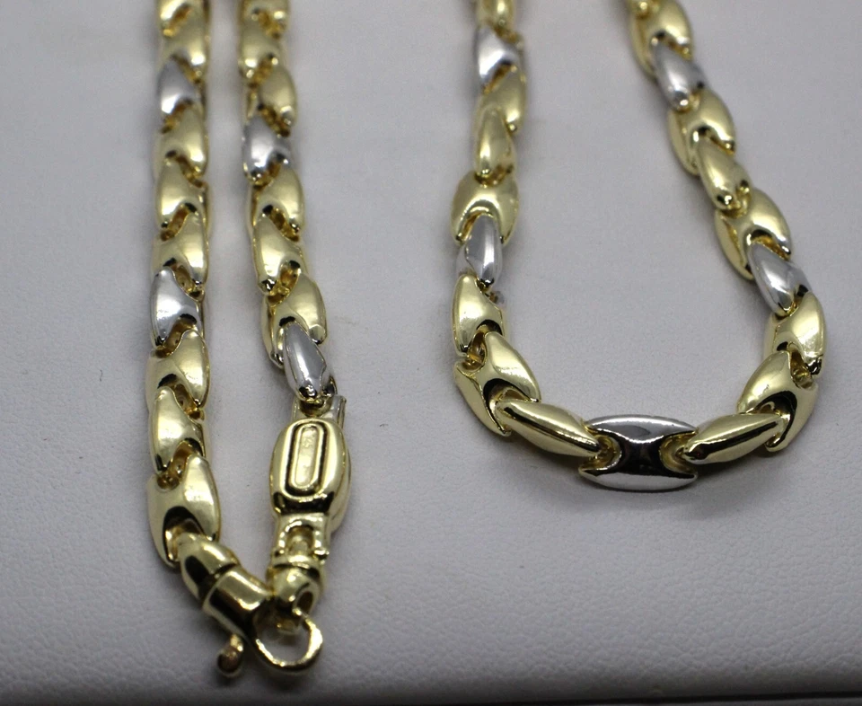 COLLANA MAGLIA BICOLORE EXTRA SCATOLATA ARGENTO GR. 22 MM 9X6 CM 50 EXPLOIT - Immagine 2 di 4