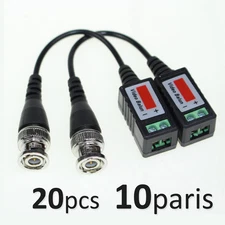 10 Pairs 20pcs CCTV Camera Passive Video Balun BNC Twisted Pair Connector Cable