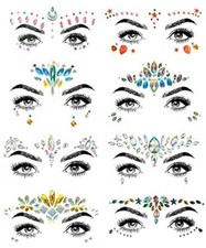 8 PCS Mermaid Face Gems Glitter,Rhinestone Rave Festival Face 8 Pcs No.02