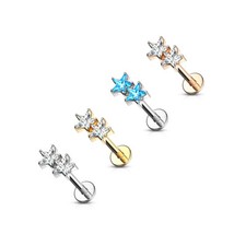 Twin Star CZ Lip Labret Conch Tragus Helix Ear Cartilage Studs