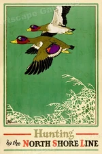 "Hunting by the North Shore Line" 1920s Vintage Style Rail Travel Poster - 16x24