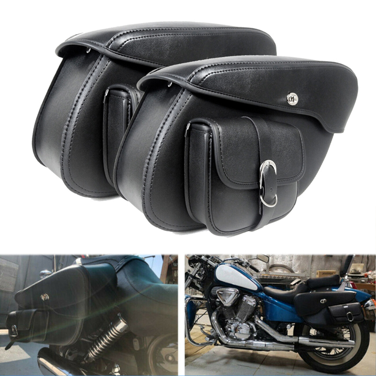 Yamaha V Star Luggage Side Saddle Bags for 1300 1100 950 650 XVS Custom Classic Models-image