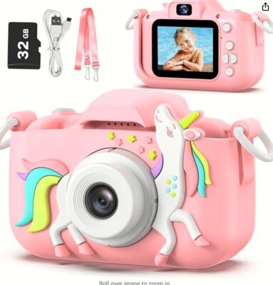 BIG SALE Kids Digital Camcorder Camera Pink Unicorn Case + 32GB SD Card