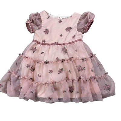 ZUNIE Pink Mauve Embroidered Floral Dress Girls Size 12M NWT Nordstrom 