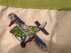 Pottery Barn Kids Crib Baby Toddler Bed Skirt Embroidered Airplanes Vintage — photo 6