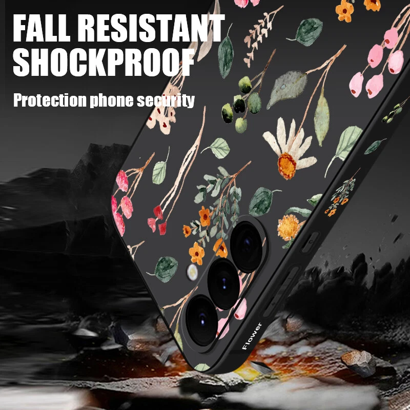 Phone Case For Samsung S25 S24 FE S23 Ultra A55 A15 Flower ShockProof Slim Cover