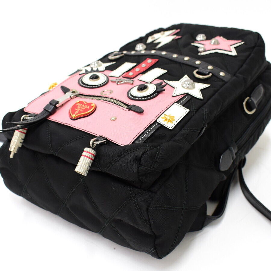 Prada Mini Backpack Robot Quilted Nylon Saffiano Black PRADA Prada Mini Backpack Robot Quilted Nylon Saffiano Black PRADA