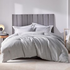 CozyLux Queen Size Comforter Set - 3 Pieces Grey Soft Luxury Cationic Dyeing ...