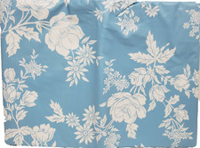 Superior Vinyl Flannel Back Tablecloth, 60"x80 Oval, WHITE FLOWERS ON BLUE,BHD