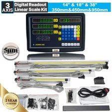 3Axis Digital Readout DRO Display 5µm Linear Scale 14''+18''+38''Kit CNC Milling