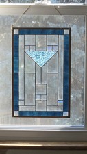 Stained Glass Window Frank Lloyd Wright Panel Prairie Style 17x10.5 Sun Catcher