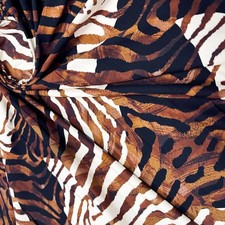 Animal Print Zebra Brown Spandex Fabric Stretch 60"wide by the Yard for Swimwear