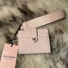 NWT Juicy Couture Class Act Embossed Card Case Wristlet - Pink Clay