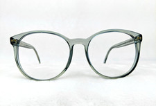 VTG 1980s Liz Claiborne Round Eye Glasses Gray-Green Gold Plastic Sleek 5.5"