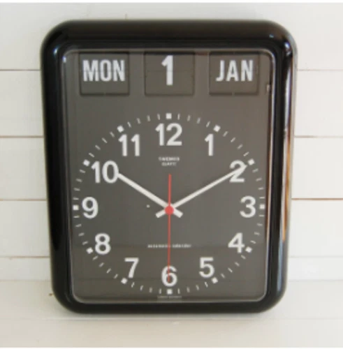 TWEMCO Flip Calendar Clock BQ-12A Black Wall Desk Clock W305×H380×D75mm - Image 2 of 4