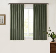 YoungsTex Green Linen Curtains 42 X 45 Bronze Grommet. 2 Panels. Short Window