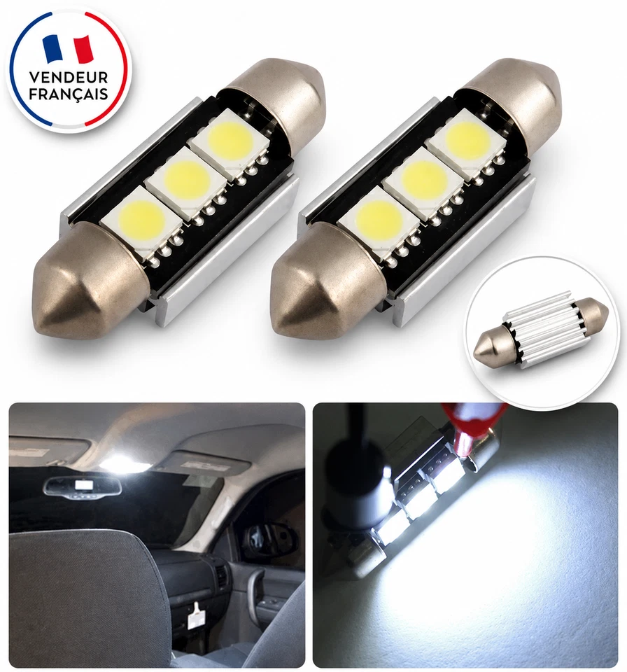 Ampoules C5W LED 36mm Canbus Blanc 6000K Veilleuses Plaque Plafonnier Interieur - Photo 1/1