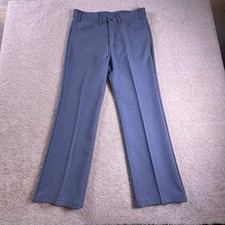 VTG 80s Levi's 517 Heathered Blue Sta-Prest Slacks 34x28 Navy Tab Talon Zip USA
