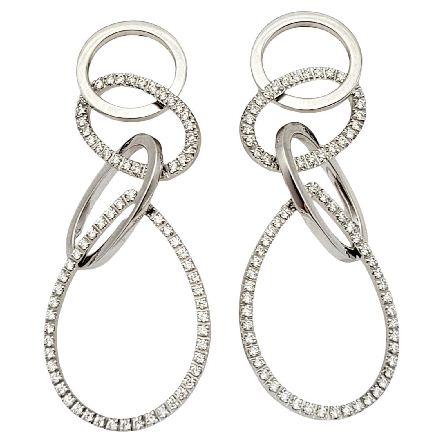 Interlocking Pavé Diamond Open Loop Dangle Earrin… - image 1