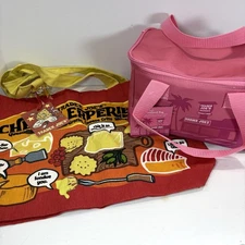 Lot Of 2 NWT Trader Joe's Cheeseburger Tote/Lunch Bag Limited Insulated Pink