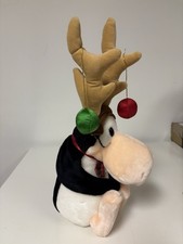 VTG 1985 Dakin Opus Penguin Christmas Reindeer Antlers Plush Stuffed with Tag