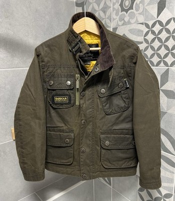 Kids Boys Barbour International Wax Rake Jacket Coat Size S Small