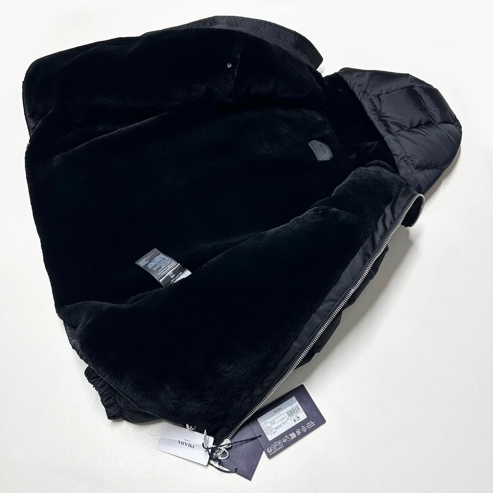 PRADA RRP £4900 SHEARLING SIZE LARGE 50 JACKET MENS DOWN PUFFER RE-NYLON BLACK L - Image 4 of 4