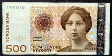 NORWEGEN - ALTER 500 KRONEN SCHEIN - GEBRAUCHT !!