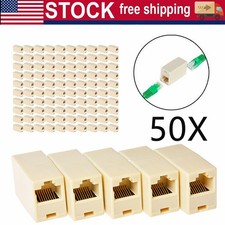 50Pcs RJ45 Inline Coupler Cat6 Cat5e Cat5 Ethernet LAN Network Cable Adapter Lot