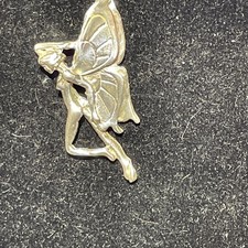 .925 Sterling Silver Necklace Tinker Bell With 18 Inch Solid Sterling Chain